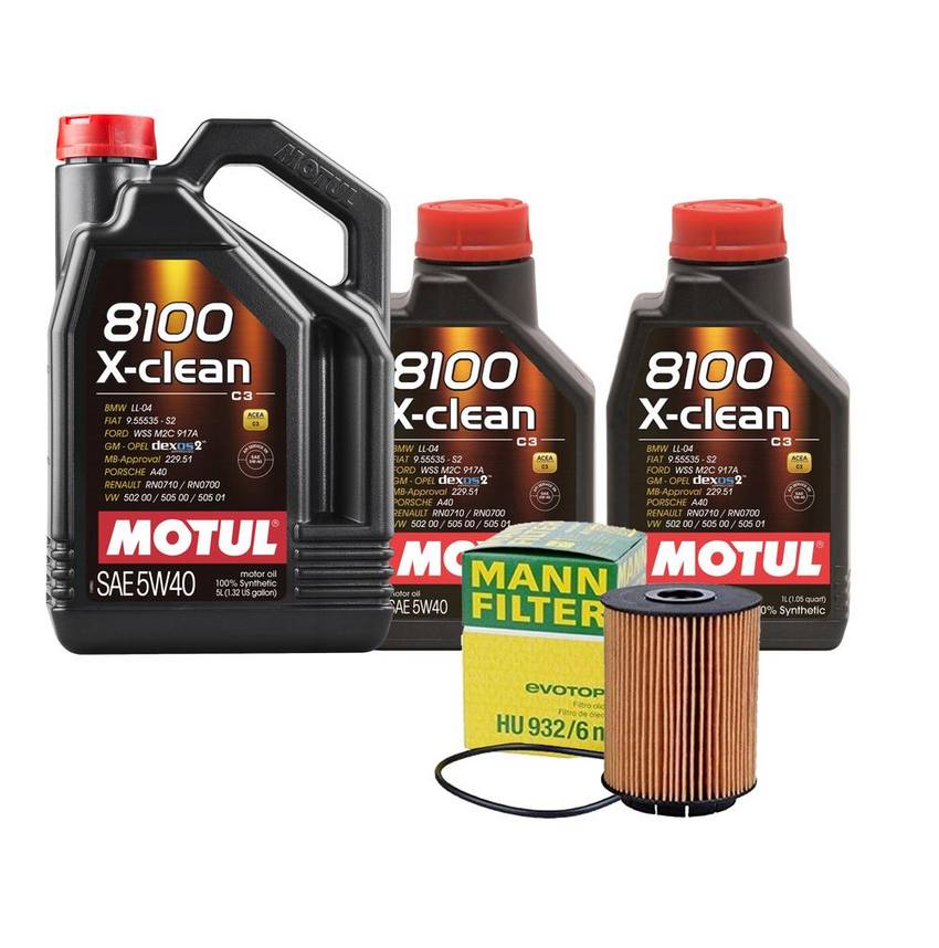 Audi Engine Oil Change Kit - Motul 021115562A (5W-40) (X-CLEAN 8100)